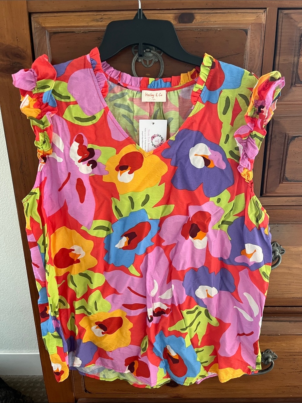 Hailey & Co. Women's Floral Ruffle Sleeve Blouse Size 1X NWOT